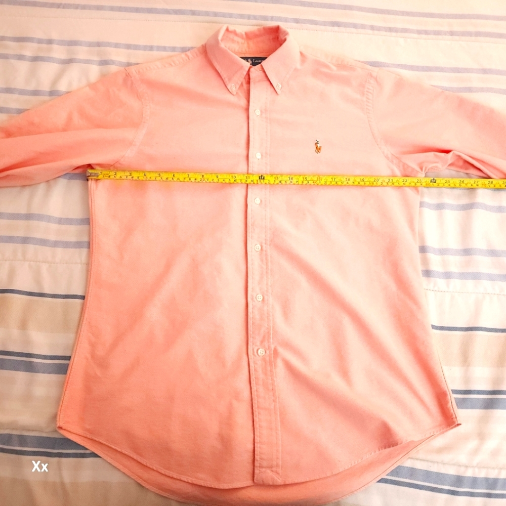Polo RALPH LAUREN Coral/Salmon/Peach Chambray Custom Fit LongSleeve Oxford Shirt